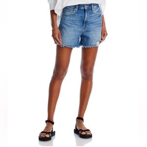 PAIGE Dani High-Rise Distressed Blue Jean Shorts